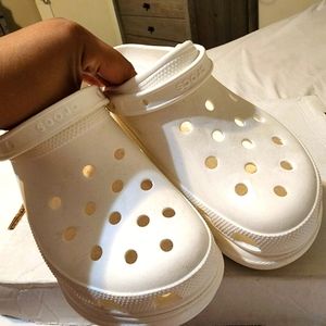 White Bae Crocs